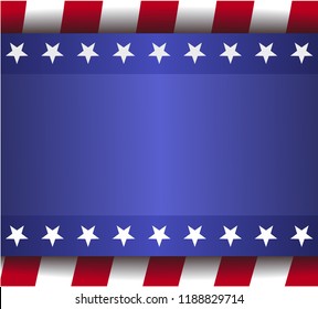 banner blue background, red stripes, white stars