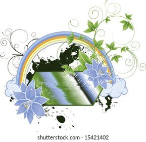 Banner with blue floral