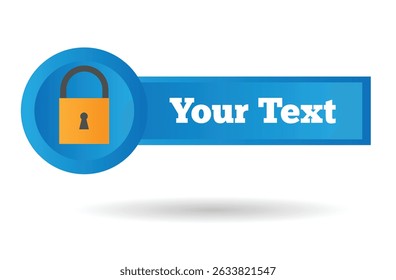 Banner em azul com a ideia de segurança Lock Online. Navegação na Internet e conceito de proteção vetor arte elemento de design