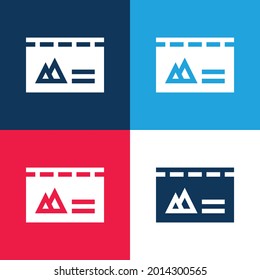 Banner azul y rojo cuatro colores conjunto de iconos mínimo