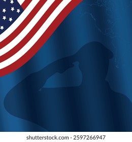 The banner is blue satin. With the flag of the United States. Day
Memorials and Veterans Day in the United States. Vector