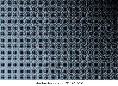 Banner Blue Sequins Background. Mosaic, Sequins, Glitter, Sparkle, Stars, Glow. Disco Party Background with Shiny Paillettes. Dot Glitter Texture. Disco Blue Banner.