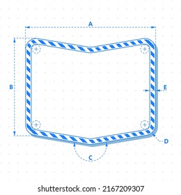 Banner blueprint with components of an engineering drawing. Digital technology and engineering design. Empty mockup for text and graphic. Vector illustration