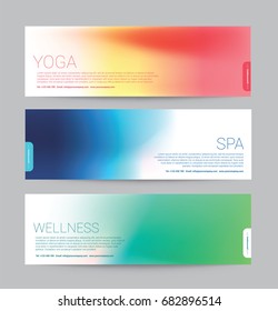 Banner blur style gradient color for Wellness Spa Yoga template flyer menu cover, vector illustration