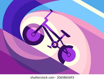 Banner with bmx bike. Placard design in flat style.