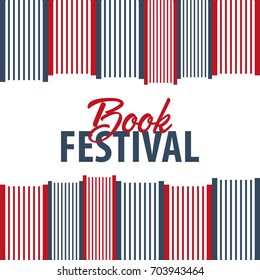 Banner Book Festival. Stack of books. Vector illustration