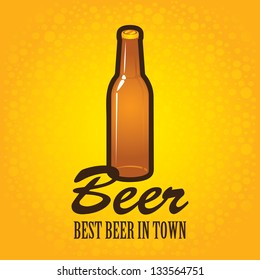 banner with a bottle of beer on a background with bubbles
