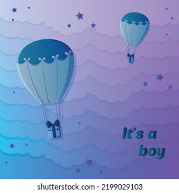 The banner it's a boy. Baby shower. Vector illustration