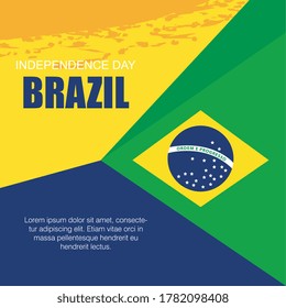 banner of brazil independence celebration, with icons flag emblem decoration vector illustration design