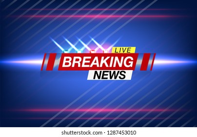 Banner breaking news, important news, headline in the form of flashing lights police. Vector image.