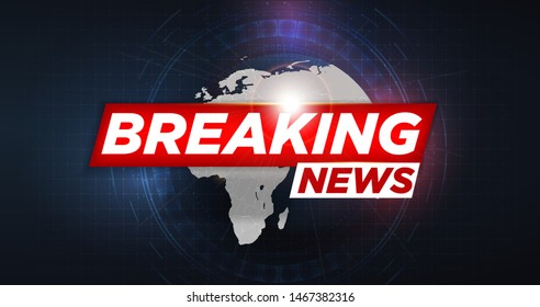 Banner Breaking news. Breaking news live on world map background. Graphical Modern World News. Abstract digital world background. Technology futuristic background. HUD style. Vector illustration.