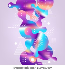 Banner with bright gradient color rounded shapes and textures - abstract decorative bubbles with fluid color and forms for business and technological design in isolated vector illustration.