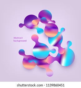Banner with bright gradient color rounded shapes isolated on gray background. Abstract decorative bubbles with fluid color and forms in vector illustration with copy space.