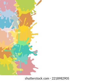 Banner with bright splash blots on left side of the background. Vector illustration