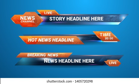 Banner Of Broadcast News Lower Thirds Template For Television, Video And Media Channel