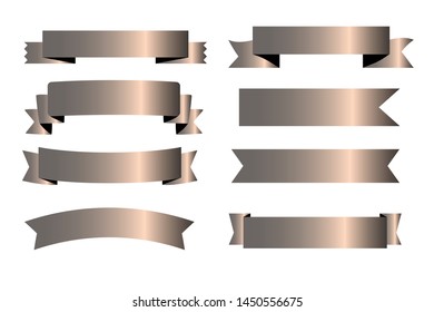Banner bronze design vector icon template on white background. Isolated web flat ribbon illustration collection. Cutting symbol set for flyer, label, app