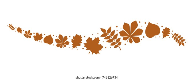 Banner with brown leaves - panoramic header. Vector.