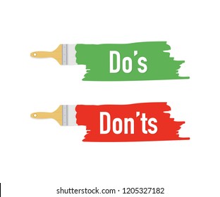 Banner with brushes, paints - Do's and Don'ts. Vector stock illustration. 