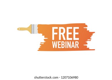 Banner with brushes, paints - Free webinar. Vector stock illustration. 