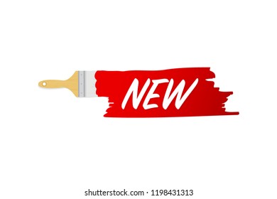 Banner with brushes, paints - New. Vector stock illustration. 