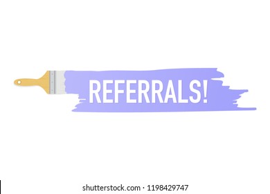 Banner with brushes, paints - Referrals! Vector stock illustration. 