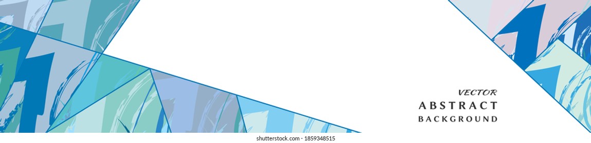 Banner with brushstrokes of paint in patchwork style. Abstract art painting. Artistic header background. Digital freehand artwork. Modern art. Contemporary art.