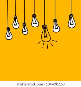 Banner with bulb lamps, symbol of intelligence, genius, idea of ​​business insight, concept of leadership. Vector illustration