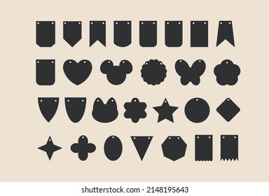 Banner Bunting Template Set. Vector Template Design. Form Of Bunting And Pennants.