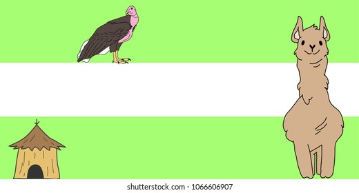 Banner business card tag with llama concreter hut and place for text