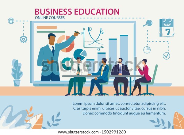 Banner Business Education Online Courses Flat Stock Vector