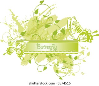 banner with butterflies - vector