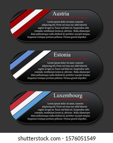 Banner button country flag national set Austria Estonia luxembourg