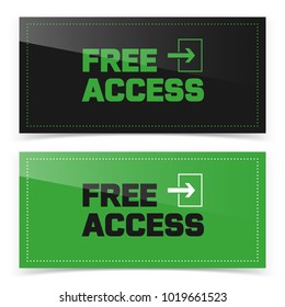 Banner button design with free access icon. Vector illustration