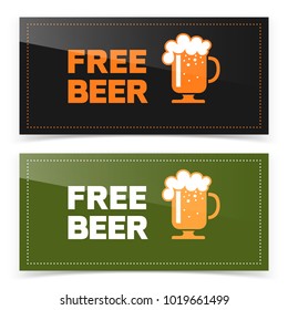 Banner button design with free beer icon. Vector illustration
