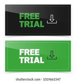Banner button design with free trial icon. Vector illustration