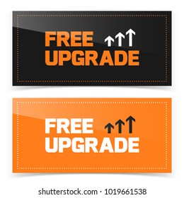 Banner button design with free upgrade icon. Vector illustration