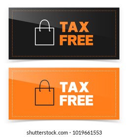 Banner Button Design With Tax Free Icon. Vector Illustration