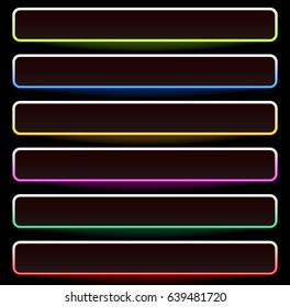 Banner, button shapes with 6 different colors included. Rectangular banner, plaque design elements