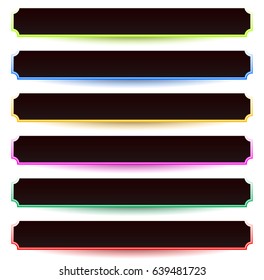 Banner, button shapes with 6 different colors included. Rectangular banner, plaque design elements