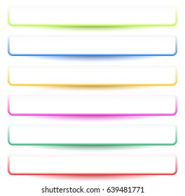Banner, button shapes with 6 different colors included. Rectangular banner, plaque design elements