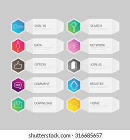 banner button with social icon design options. Vector illustration