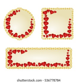 Banner and buttons Valentine day red hearts vintage vector illustration