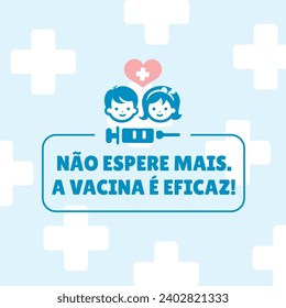 Banner campanha de vacinação. Importância imunização. Brasil, Português. Prevenção, seringa, vacinação vacinacao, gripe, virus