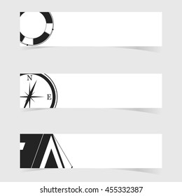 banner with camping icon element set illustration on grey