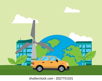 banner of car eco transport with icons