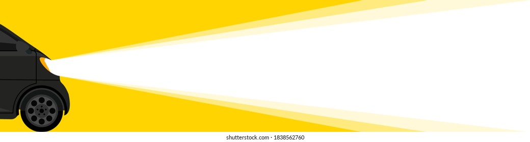 Banner car light. Banner for advertising, car light on yellow background. Vector illustration