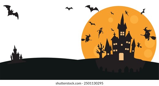 Banner, card, invitation for Halloween celebration, on white background