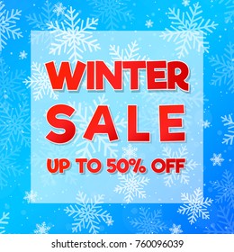 Banner or card with snowflakes - Winter Sale. Vector.