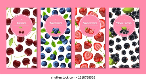 Banner Card Vertical Set con Baterías 3d Realistas. Ilustración vectorial de las tarjetas de carteles y Berry