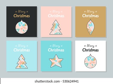 Banner cards for invitations in vector format. Merry Christmas and Happy new year. Line geometric style.